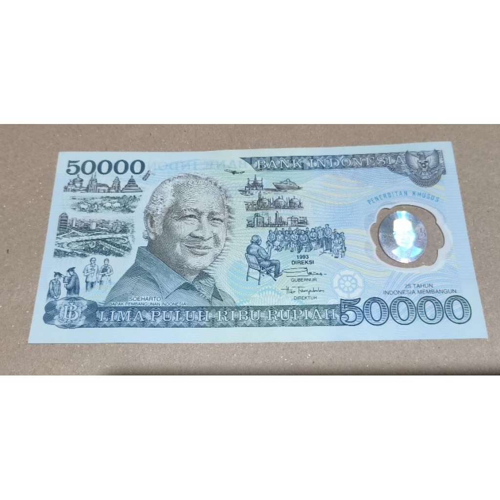 Uang 50.000 Soeharto Polimer 93 Asli Bank Indonesia Koleksi