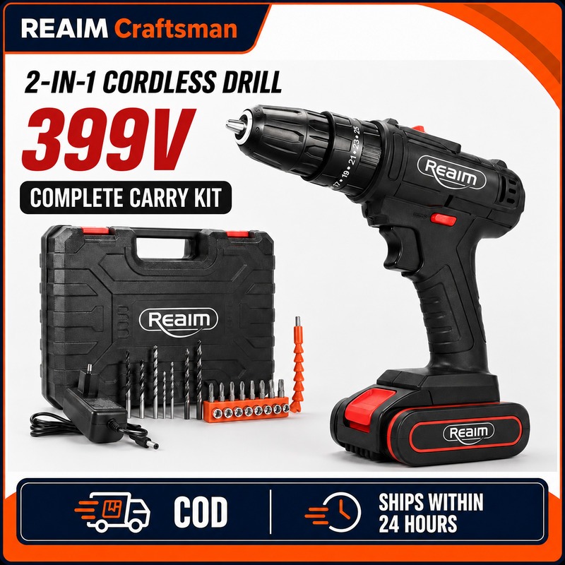 Reaim Mesin Bor Baterai Tangan Cordless Drill Battery Impact Drill Cordless Electric Drill