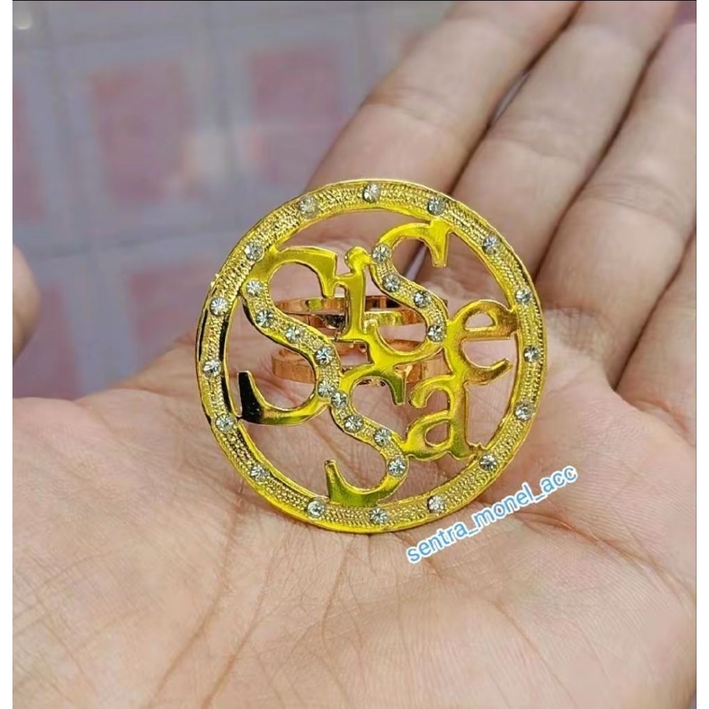 Bros Sisesa Lapis emas Asli dan permata / Ring hijab Sisesa / bros kekinian