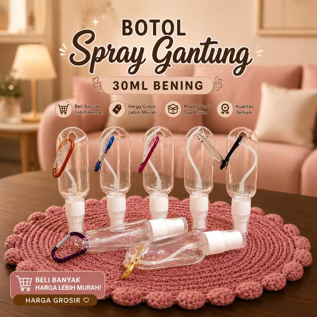 Botol Spray Gantung 30ml Bening Botol Gantung kunci Botol Spray Hand Sanitizer Gantung