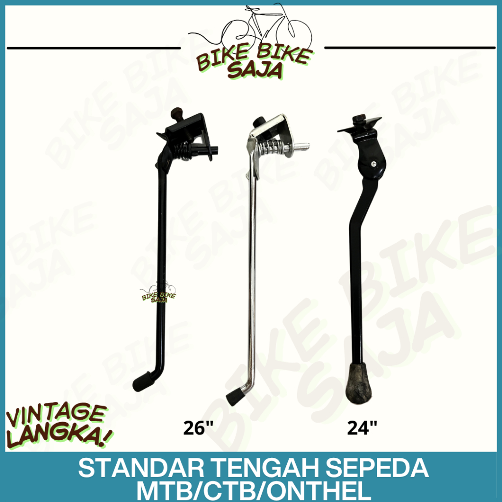[NOS] Standar Tengah Sepeda MTB/CTB/Onthel Vintage Jadul 26 Inch 24 Inch Hitam Perak