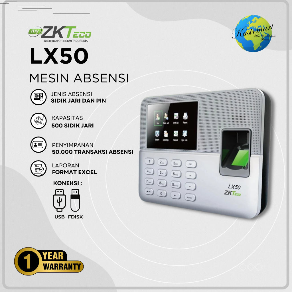 ZKTeco Mesin Absensi LX50 Fingerprint Mesin Absensi Zkteco LX50 Biometrik Time Attendance Absen Peru