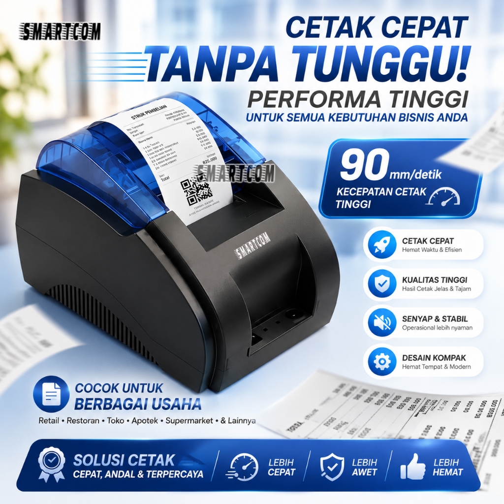 SMARTCOM Printer Thermal Bluetooth RPP02N Support Moka Pos Printer Kasir Mini Bluetooth Support Moka