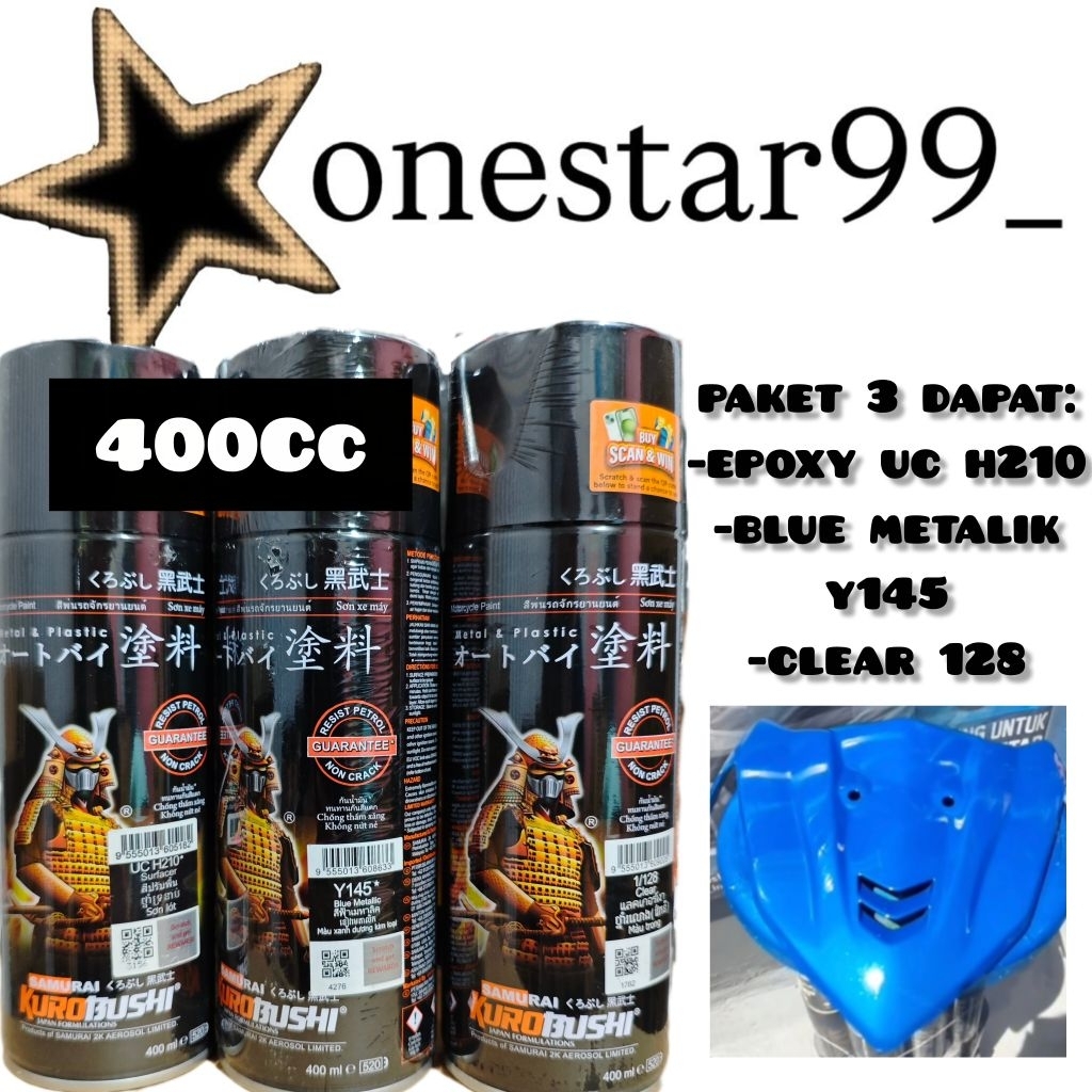 Pilok Pylox Pilox Cat Samurai Paket 3 Kaleng Blue Metalic Y145 Biru Metalik Epoxy Surfacer UC H210 C