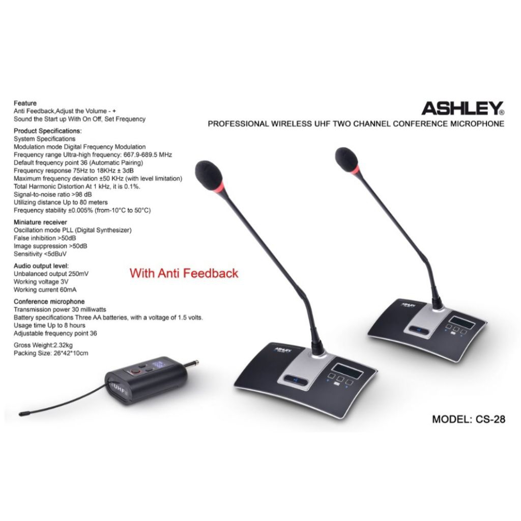 mic meja wireless original ashley cs 28 2 mic wireless meja podium conference mic meja anti feedback