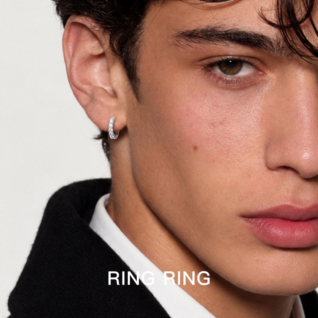 RINGRING Giwang Berlian Muda Hitam Manis Anting Aksesoris Telinga Tindik Telinga Baja Titanium Pria