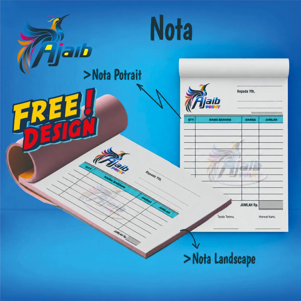 Nota Custom Toko Full Color | Cetak Nota Usaha | Nota Bon Custom | FRE DESAIN
