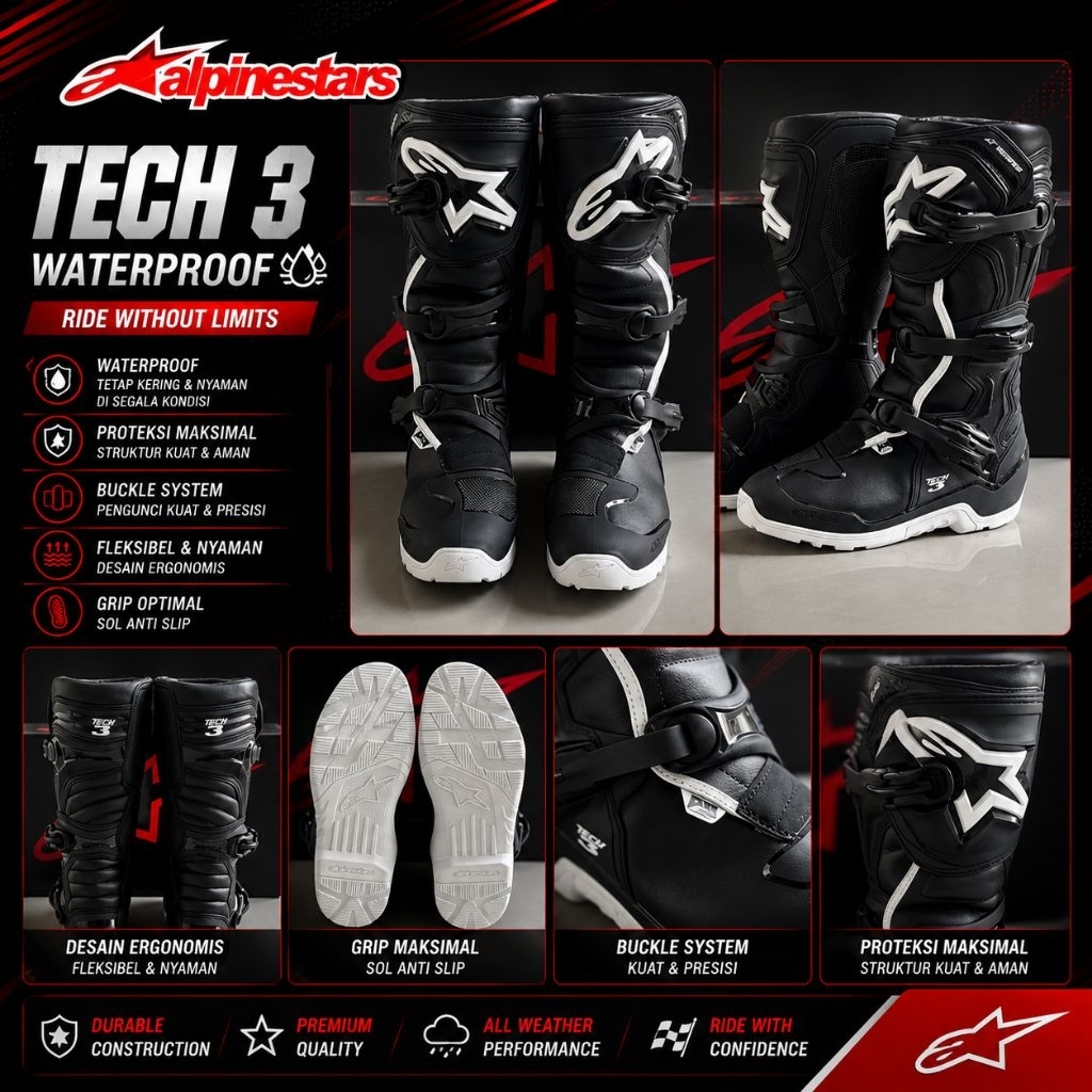 Sepatu Cross Alpinestars Tech 3 Enduro Waterproof Boots