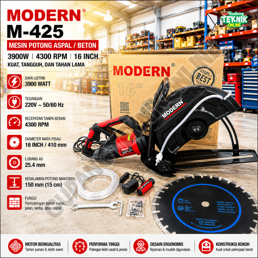 MODERN Mesin Potong Aspal Jalan Beton 16" 3900W MODERN M-425 / Concrete Cutter 16inch MODERN M 425 -
