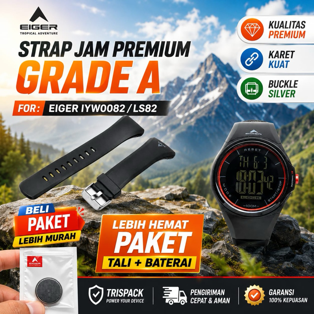 Strap Tali Jam Tangan IYW0082 IYW82 LS82 Ls 082 Eiger Rubber Watch Awet Nyaman Di Tangan