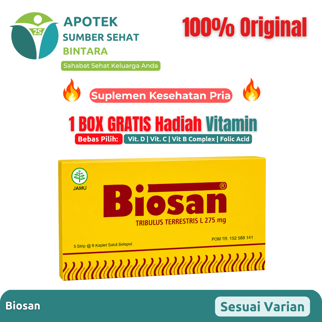 [BOX] Biosan | Tribulus Terrestris 275 mg | Suplemen Herbal | Dukung stamina