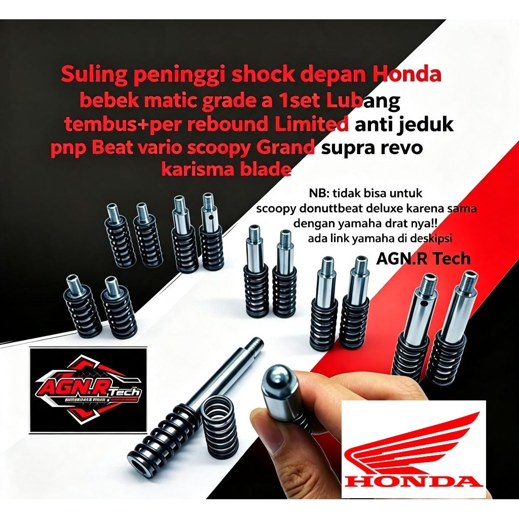 SULING PENINGGI SHOCK DEPAN HONDA BEAT VARIO- HONDA BEBEK BAHAN GRADE A LUBANG TEMBUS +PER REBOUND A