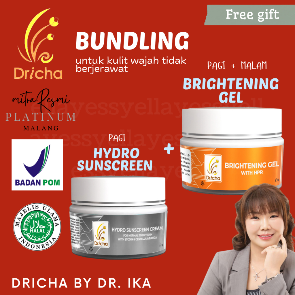 Dricha bundling hydro sunscreen+brightening gel