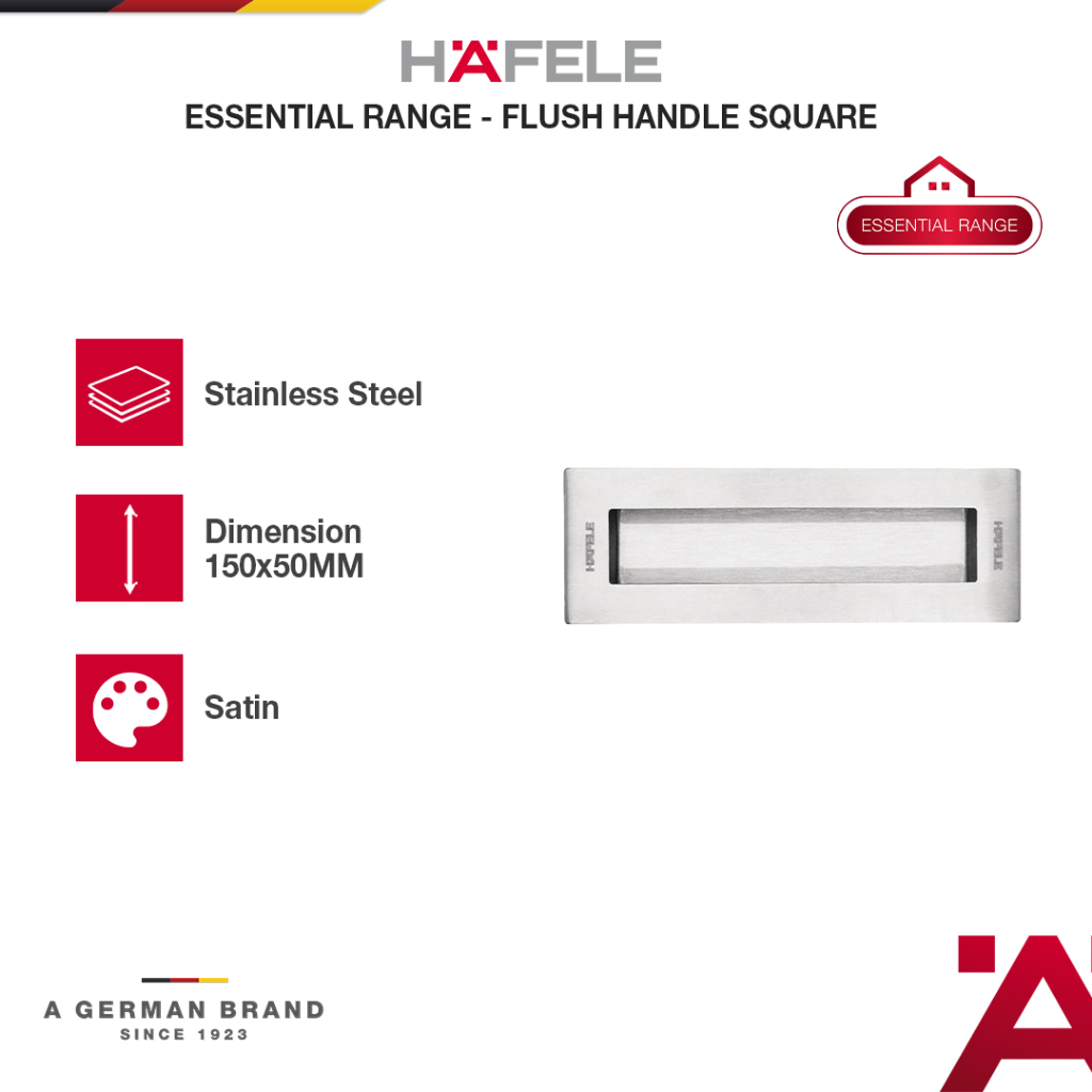 Hafele Gagang Pintu Door Flush Handle Square – Handle Pintu Tanam Pintu Geser Sliding Door   Stainle