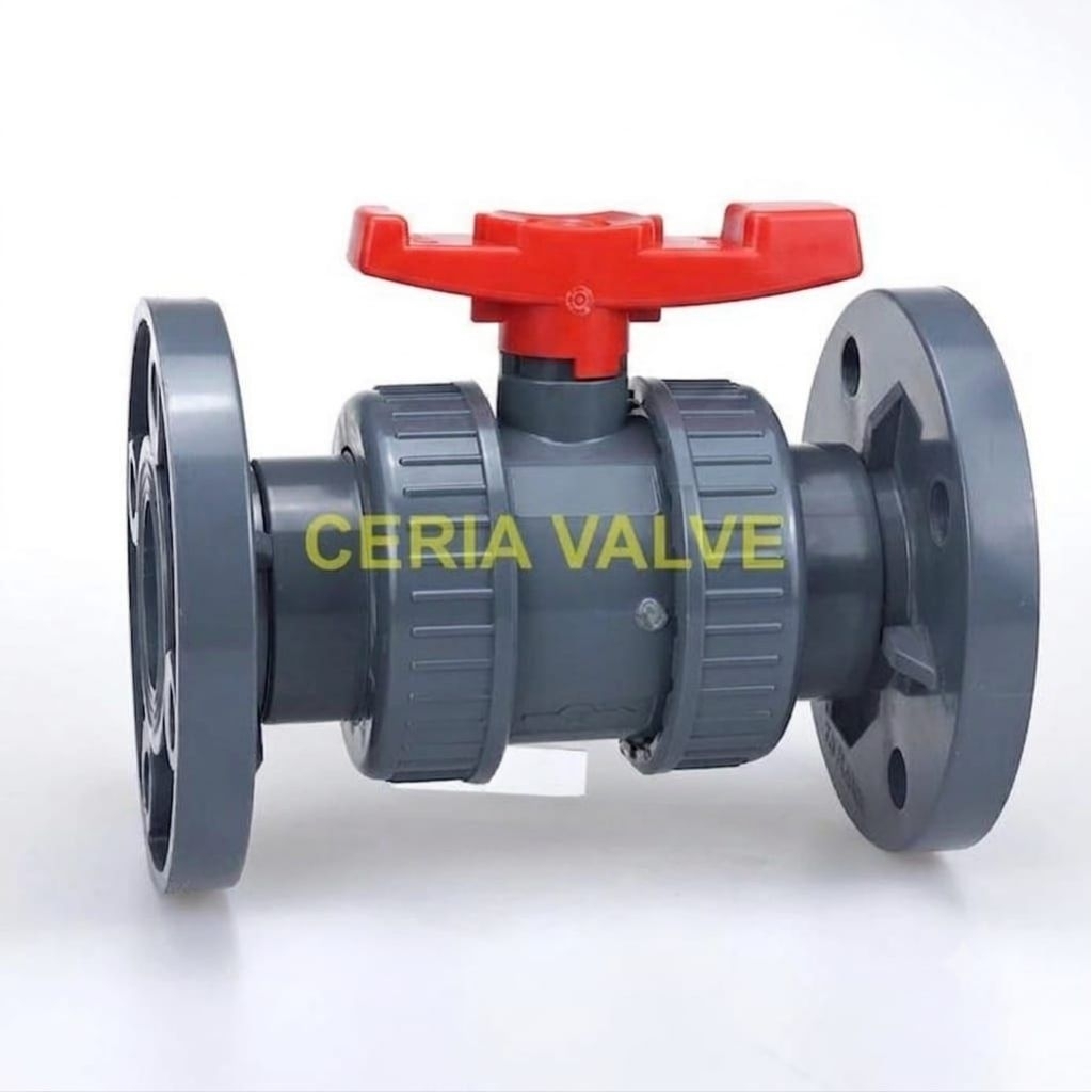 Ball Valve PVC 2.1/2" Flange Stop Kran PVC 2,5" Koneksi Flange