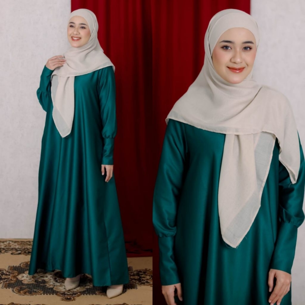 Gamis Ijo Botol Bahan Toyobo Fodu Abaya hijau Botol Rania