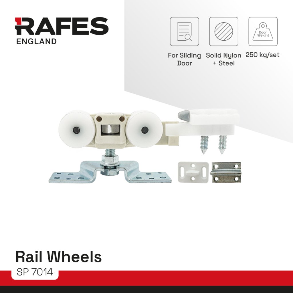 PAKET Rel Pintu 3M Sliding RAFES England 250 KG / Roda Solid Nylon + Steel