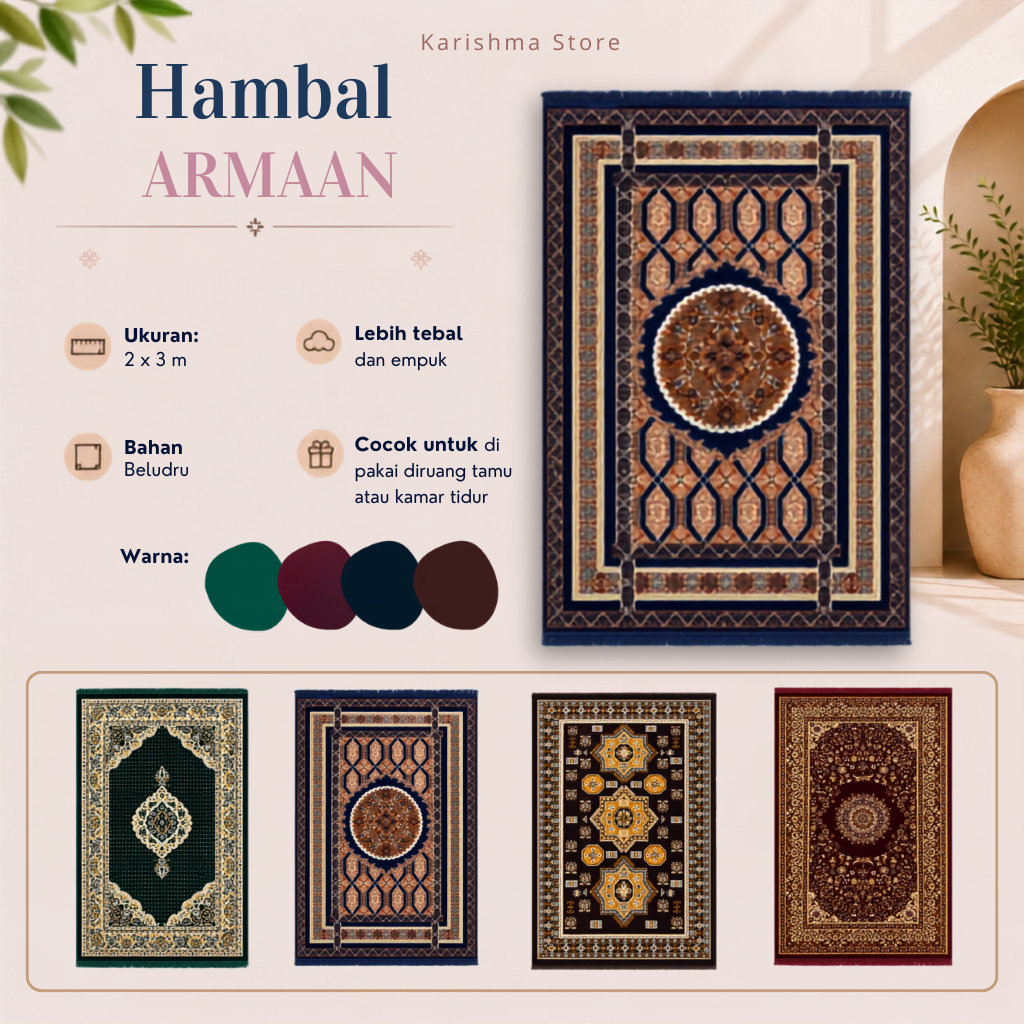 KARPET PERMADANI TURKI 200 X 300CM ARMAAN - KARPET LANTAI PERMADANI MOTIF ELEGAN - HAMBAL TURKI