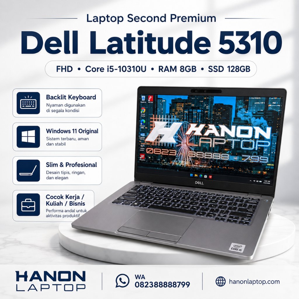 Dell Latitude 5310 [13.3 INCH FHD | i5-10310u | 8GB | 128GB] LAPTOP SECOND | LAPTOP BEKAS | LAPTOP S