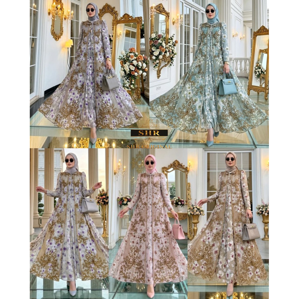 “BY SHR ORI NEW” READY MAXI DRESS CARDY VOL2 MAHKOTA FLOWERS JUMBO CERUTY BY SHR ORI