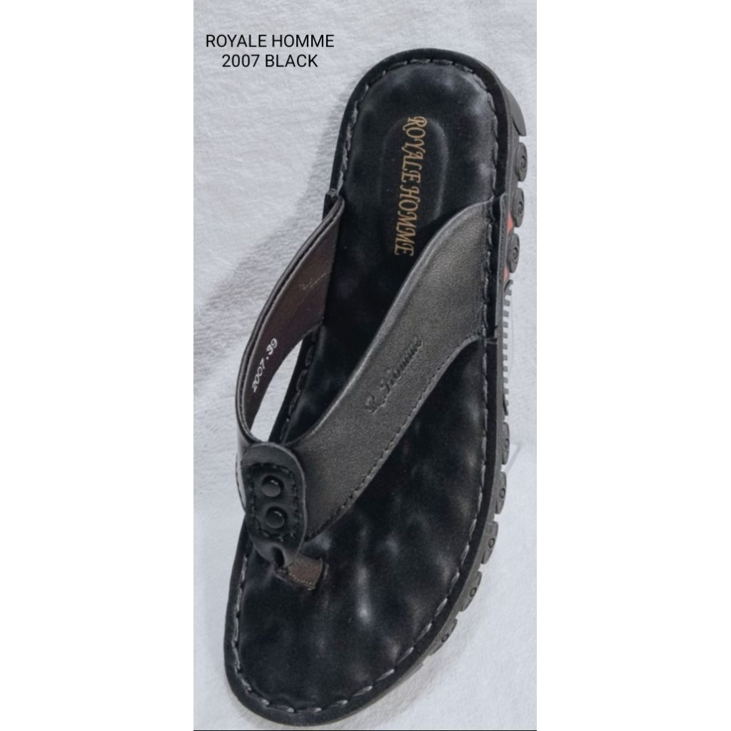 Sandal pria, sandal cowok,sandal jepit pria  , bahan kulit asli tapak lentur / elastis brand ROYALE 