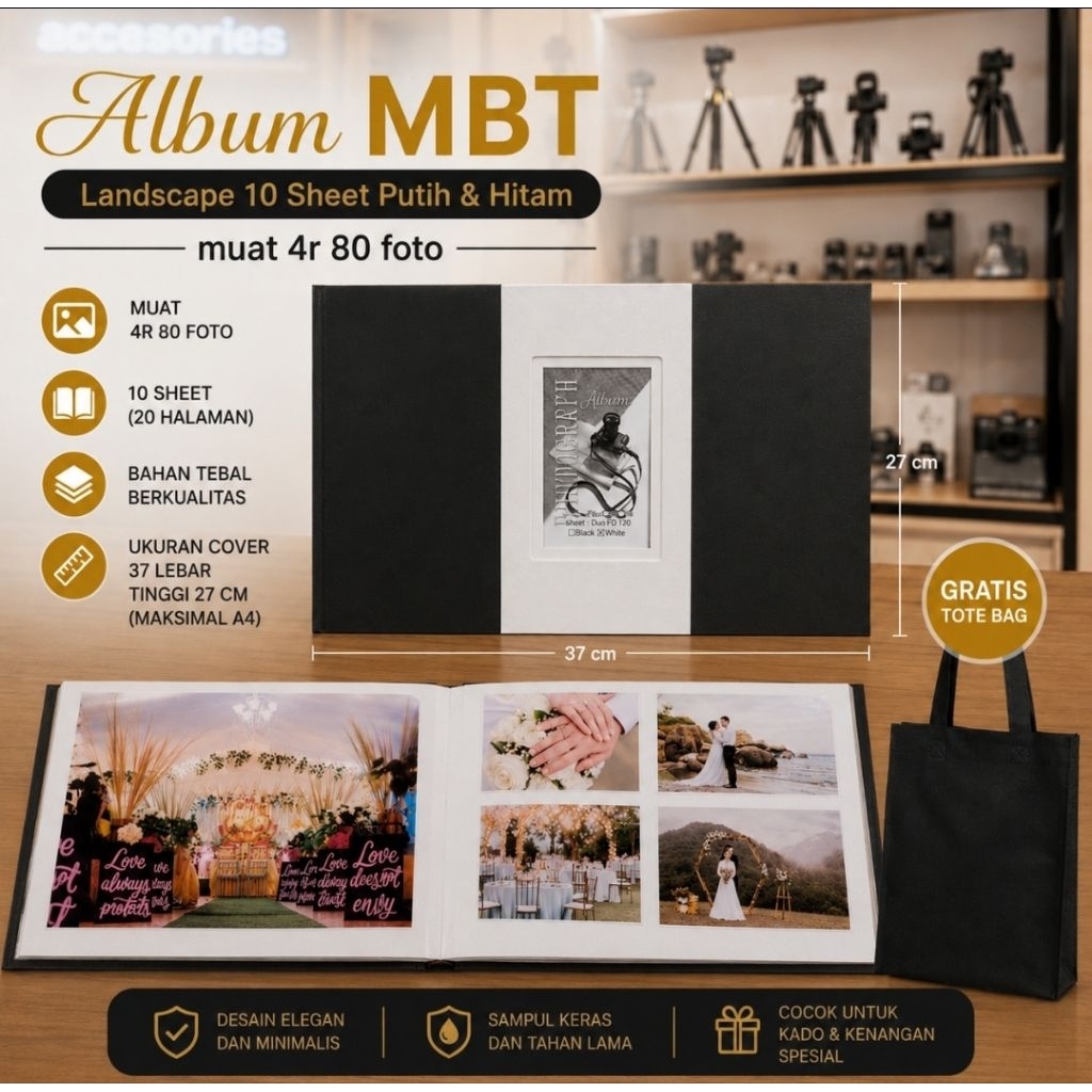 ALBUM MBT/SS Photo Album Wedding Head Cover Lubang Landscape & Potrait Muat 4R 80 Pcs ( MBT & LNB) M