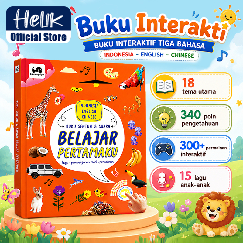 HELIK Buku Pintar Elektronik Untuk Anak 18 Tema Edukatif Hewan Transportasi Buku Audio Anak Usia Din