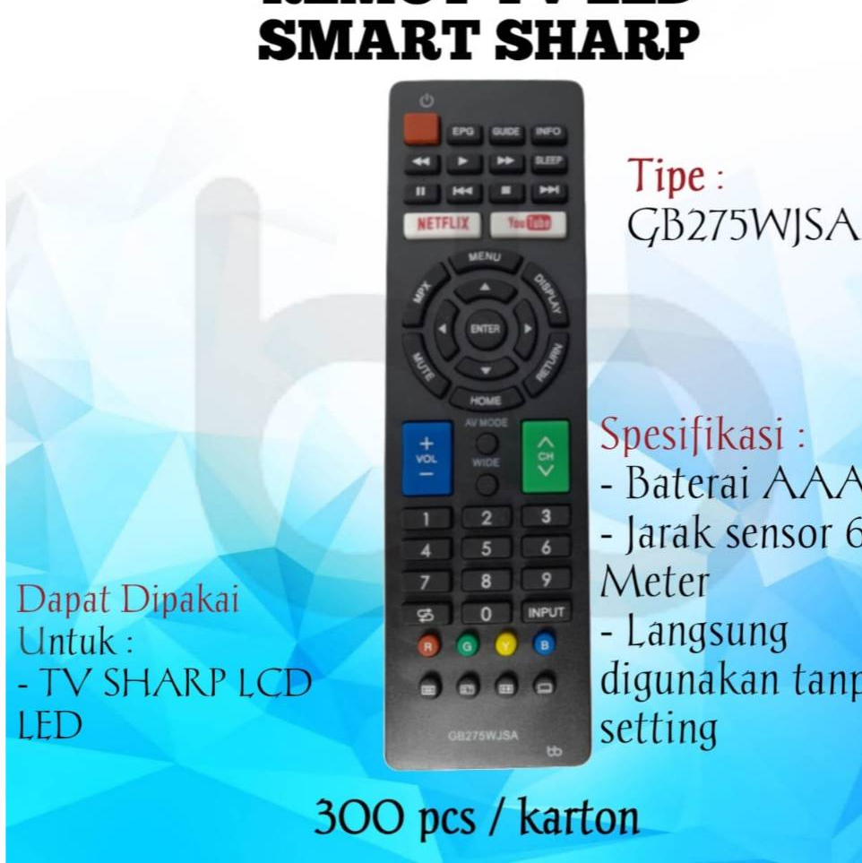SG REMOTE TV LED SHARP REMOTE SMART TV SHARP BB GB275WJSA REMOTE TV LCD SHARP