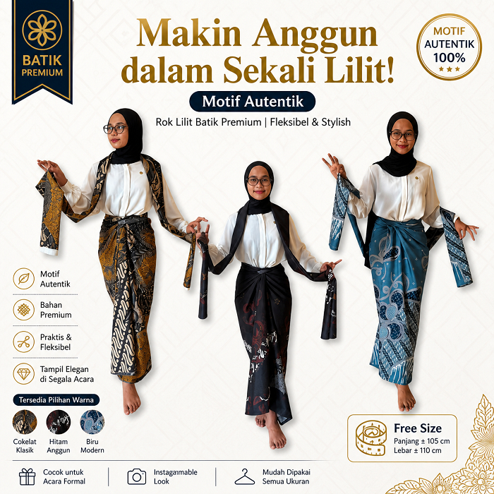 Set Rok Lilit Batik Premium + Selendang Batik Wanita Bawahan Kebaya