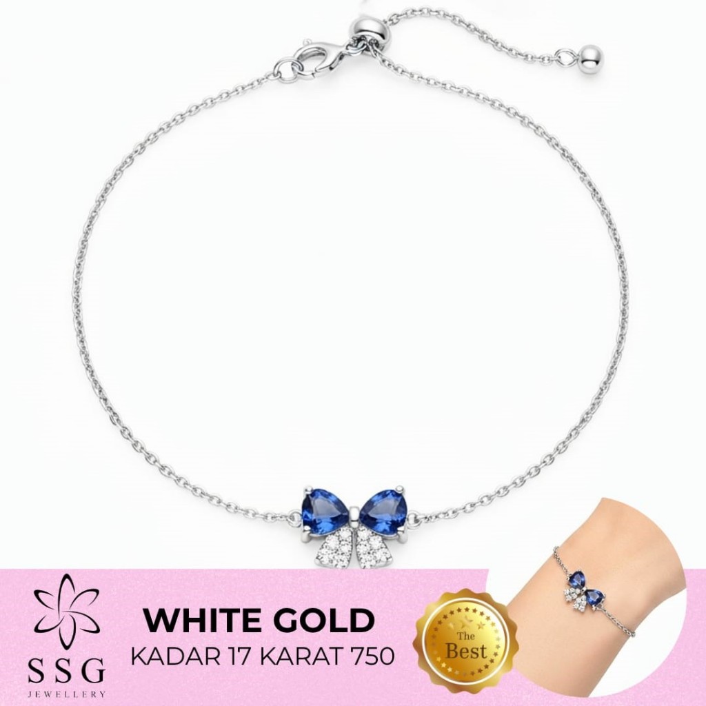 Gelang Emas Pita Permata Biru 17K - SSG JEWELLERY