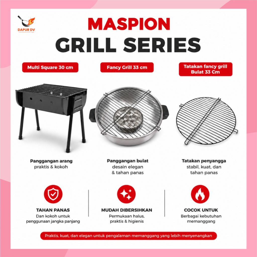 Maspion Panggangan Fancy Grill Multi Square Alat Pemanggang Putar Bakaran Sate Daging - DV
