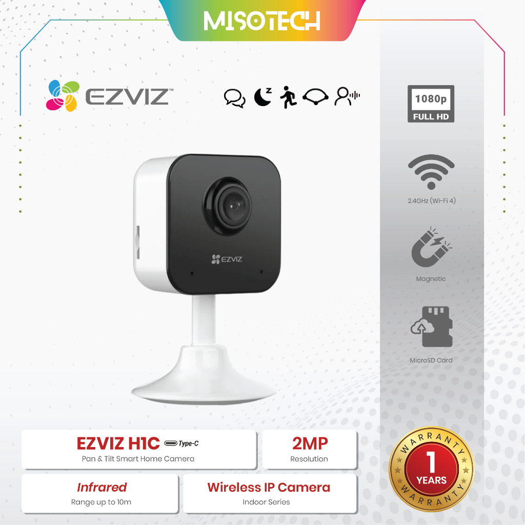 Ezviz H1C 2MP 1080P Wireless CCTV IP Camera WiFi 4 Indoor IR Magnetic Two-way Talk