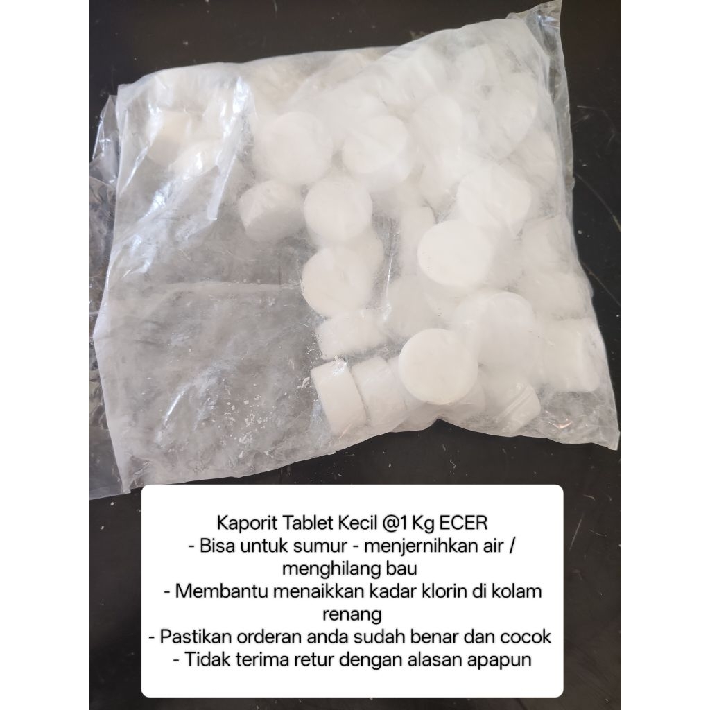 Kaporit Klorin Tablet Mini / Kaporit Klorin Tablet Kecil 90% / Kaporit Tablet TCCA - Chlorine Tablet