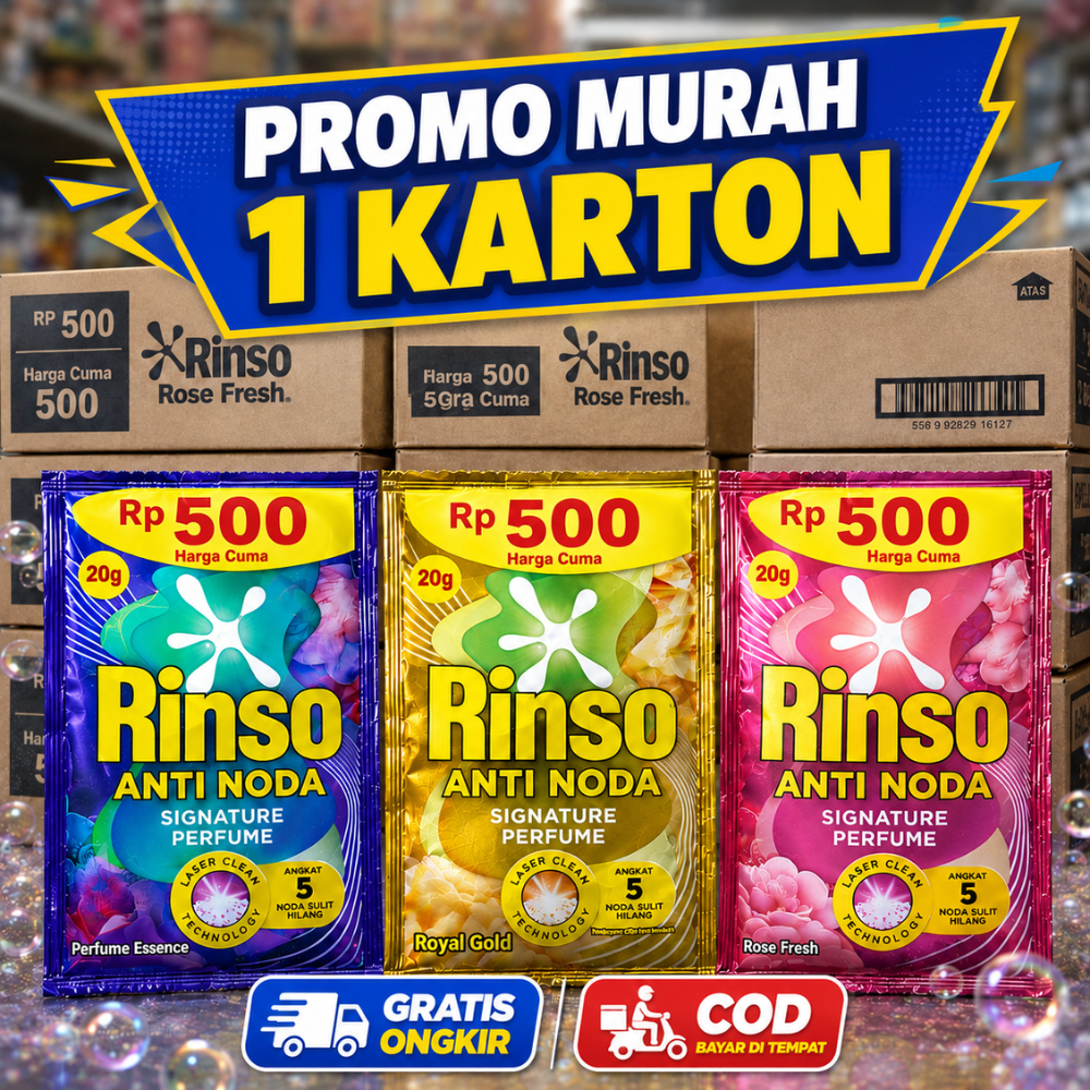 (PROMO) 1 Karton Rinso Cair Anti Noda 20g Sabun Laundry Cair Liquid Grosir & Ecer Harga Murah