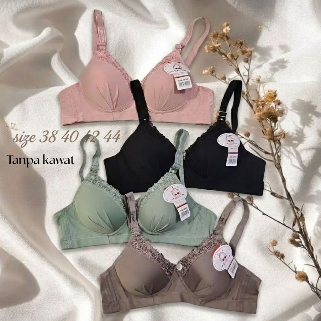3 / 1 PCS BH Push Up Busa Tanpa Kawat GUINI GN56 Bra Wanita Cantik Motif Renda Size 38 40 42 44 Berk
