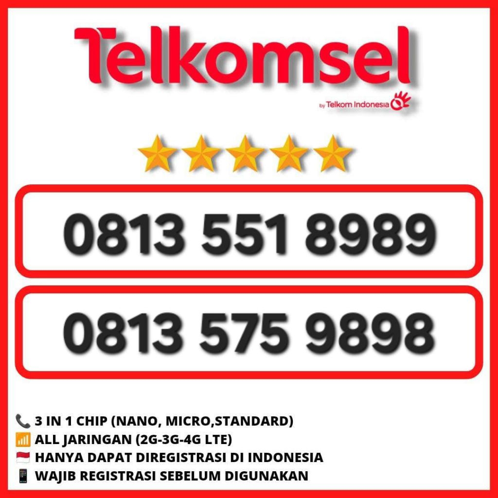NOMOR CANTIK TELKOMSEL PRABAYAR SIMPATI & AS 4G SERI ABAB 8989 8899 9898 GEMUK RAPIH - 081x 551 8989
