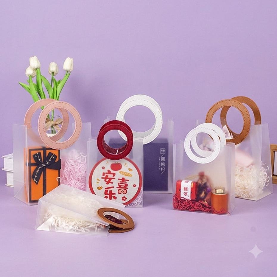 Tas Mika Transparan Goodiebag PVC Tas Plastik Polos Transparan Doff Untuk Souvenir Hampers