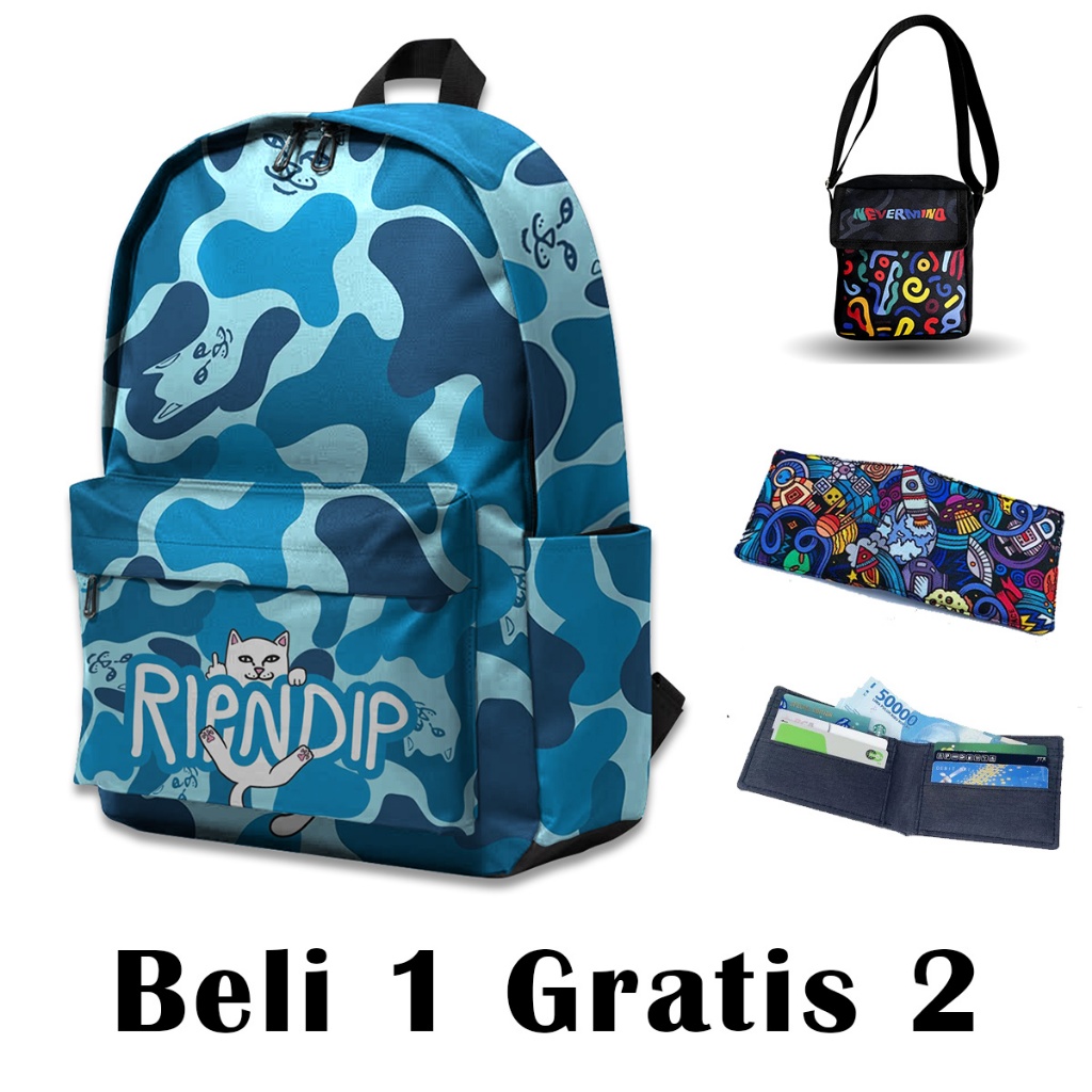 Tas Ransel Full Print Bahan Kanvas Cordura Backpack Motif RIP N DIP
