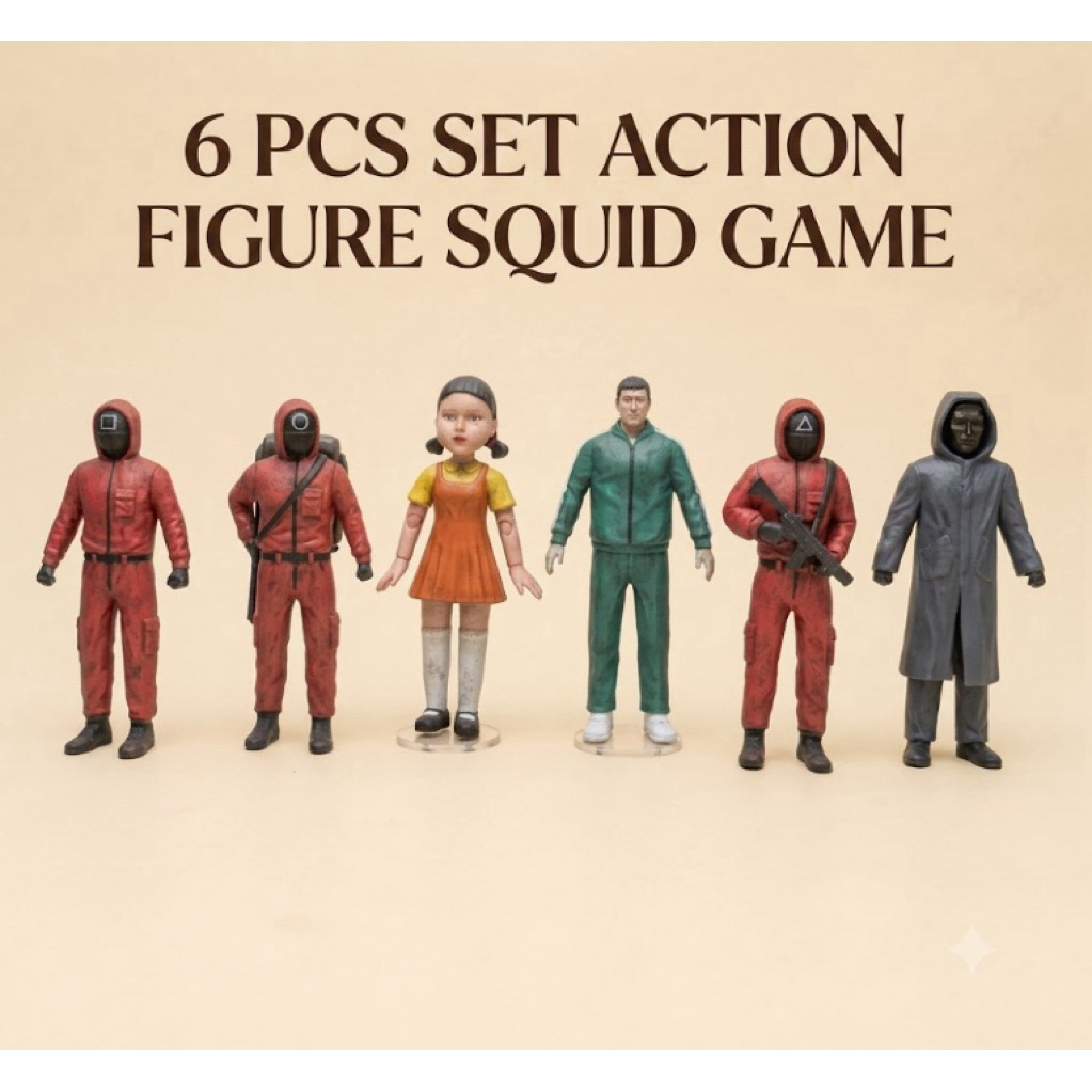 Set Action Figure Squid Game ukuran L | Dapat 6 Pcs mainan anak Squid game