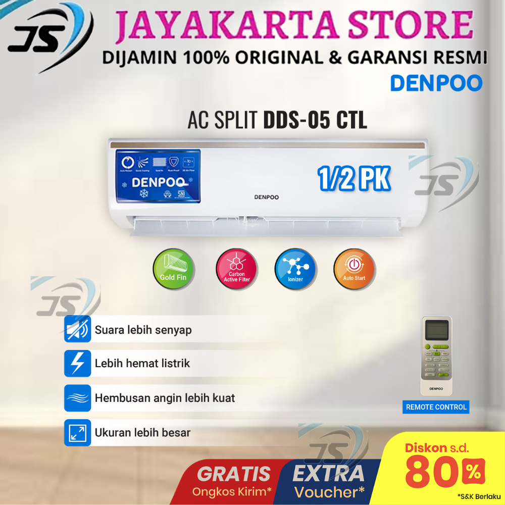 DENPOO AC SPLIT 1PK 1/2 PK PENDINGIN RUANGAN AC PORTABLE HEMAT LISTRIK OUTDOOR INDOOR BEBAS ONGKIR
