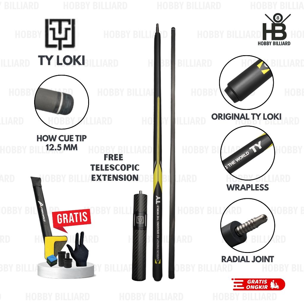 Fury TY Loki Carbon + Extension Cue Stick Play Billiard