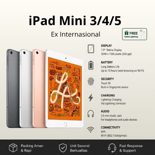 COD - iPad Mini 4 5 - iPad Mini 3 - iPad Mini 5 - Wi-Fi Only - Second Inter Original - Bekas Pemakai