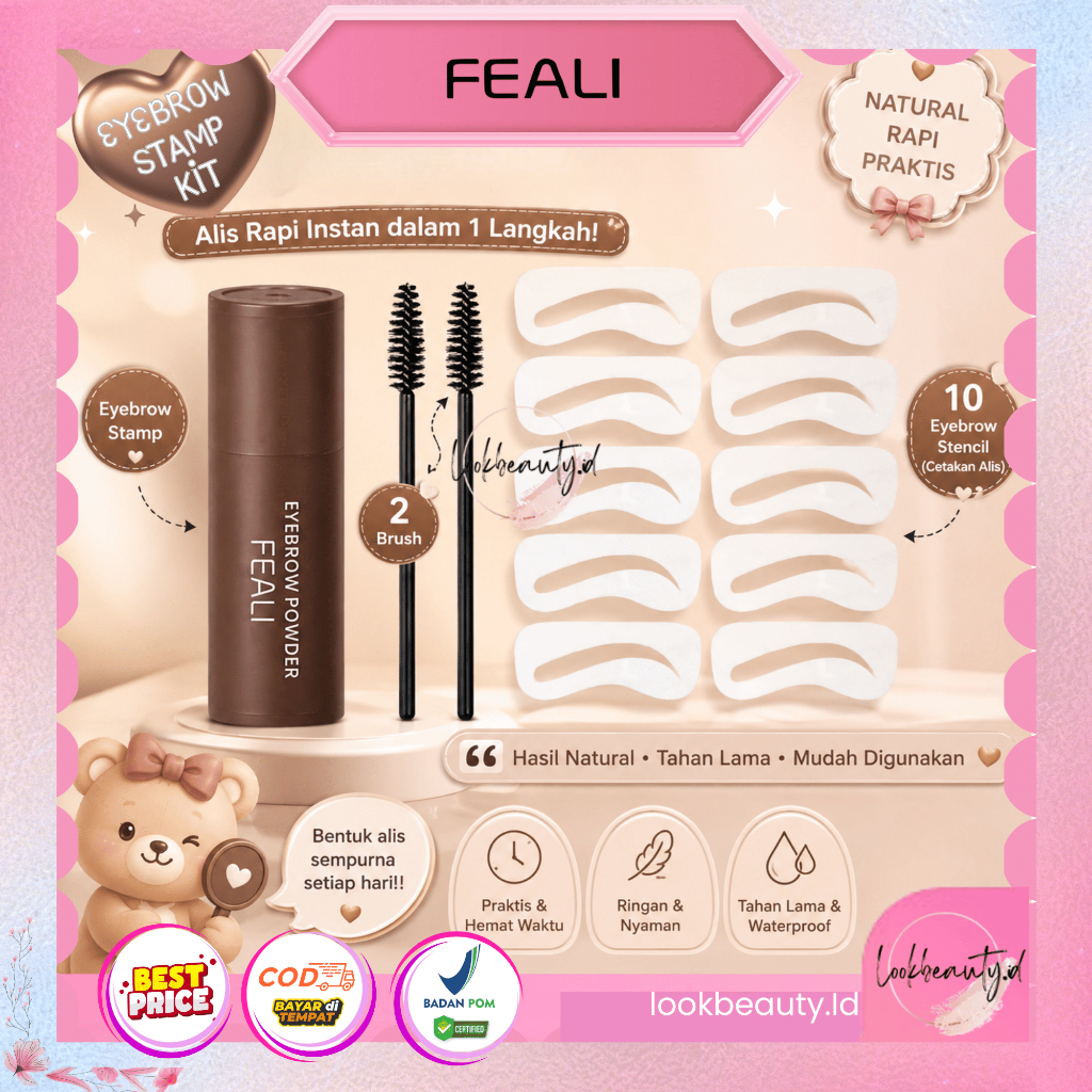 FEALI Eyebrow Powder Cetakan Alis Instan Eyebrow Stamp Alis Stempel Alis Waterproof | FREE Cetakan a