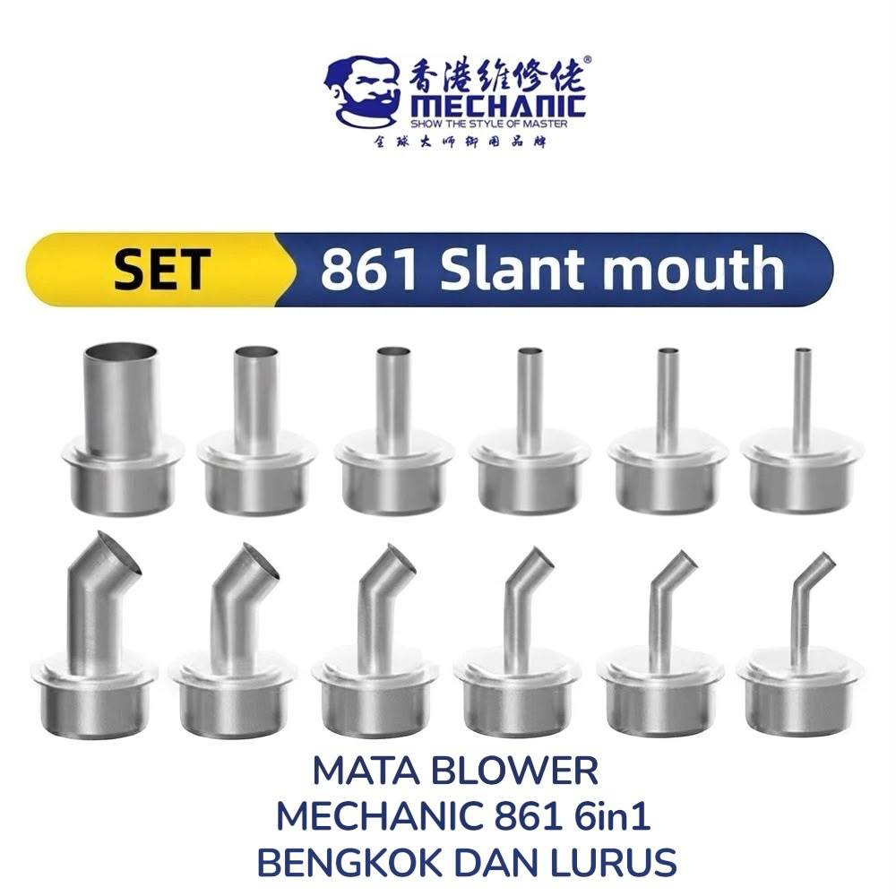 Mata Blower MECHANIC 861 Bengkok dan Lurus 6in1 Nozzle Hot Air 4 5 6 8 10 12mm untuk Solder Station 