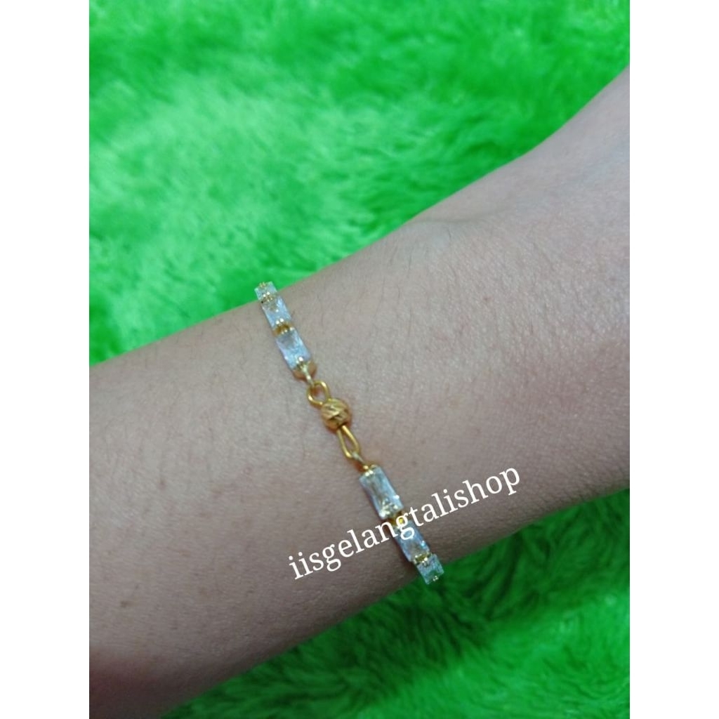 Gelang Serut Batu Kotak Putih Emas Mrican 0,1gram Semar Nusantara