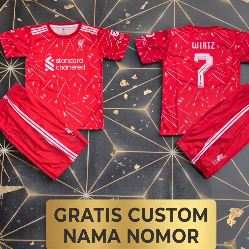 SETELAN BAJU BOLA ANAK LIVERPOOL AWAY/JERSEY BAJU BOLA LIVERPOOL PUTIH PRINTING