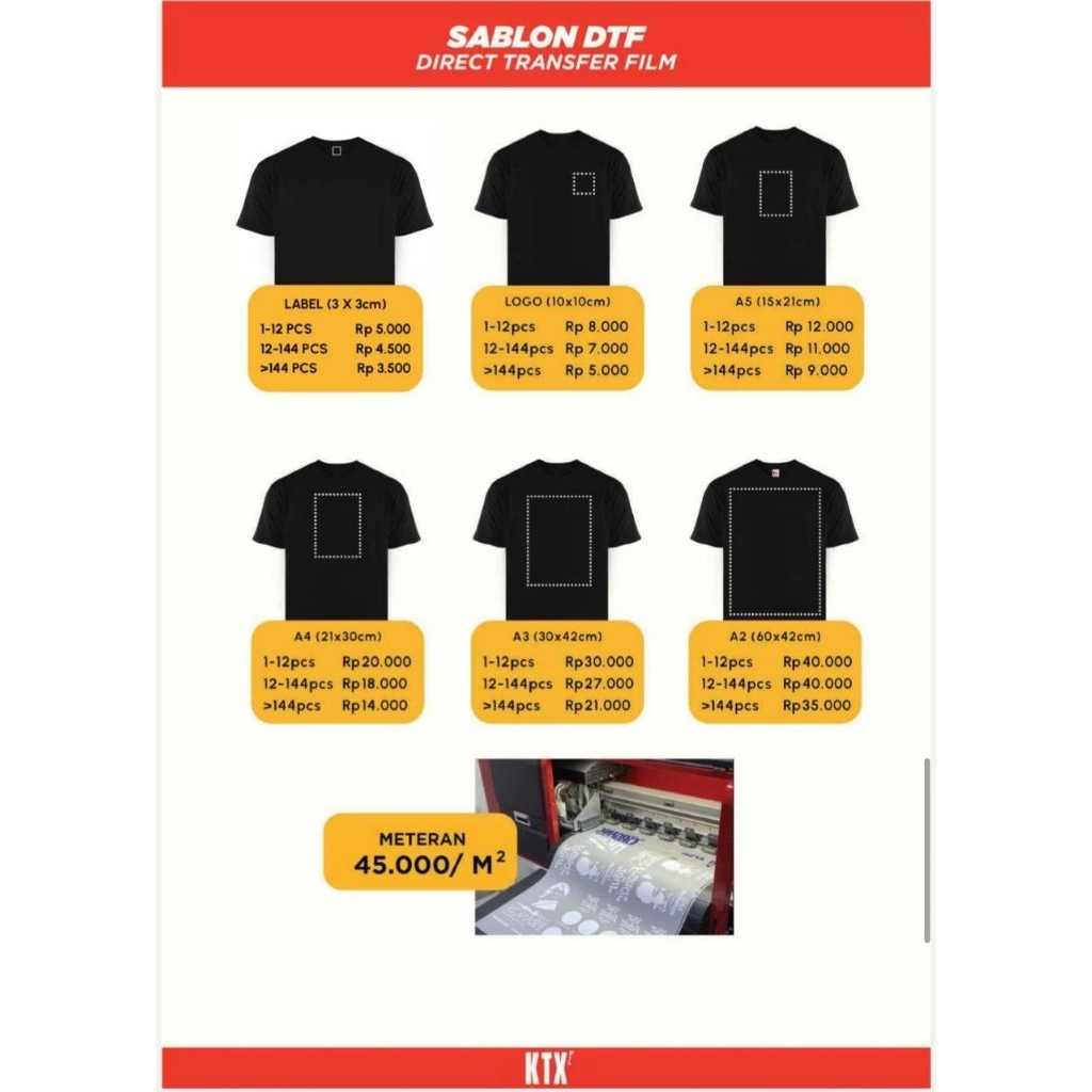 Custom DTF sablon label nama, logo
