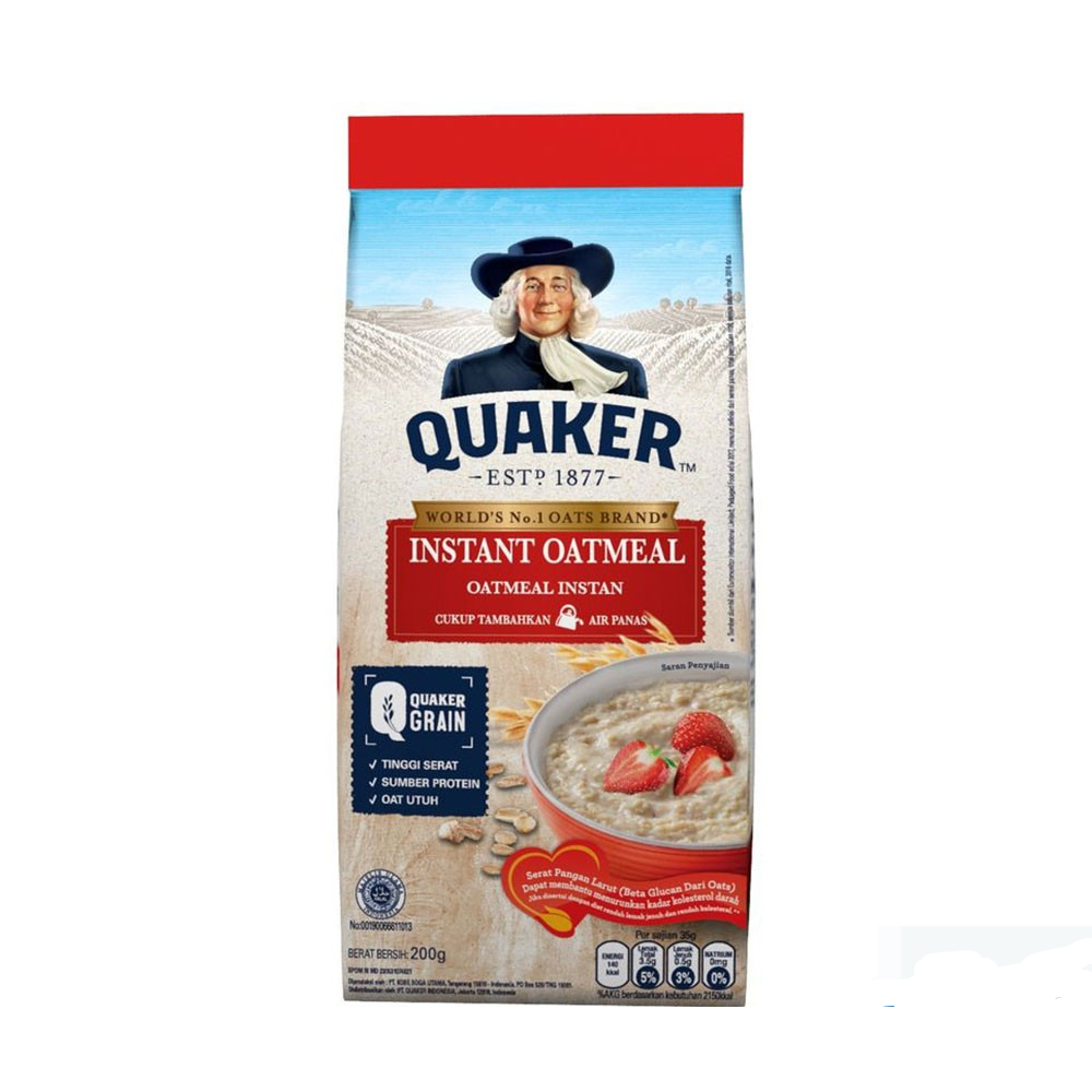 Quaker Oatmeal 200g (Quaker Oatmeal instant Merah)