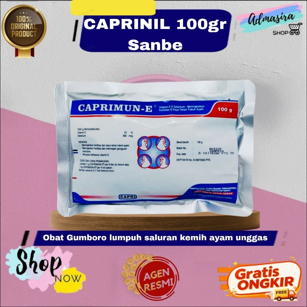 CAPRINIL 100 Gram Sanbe Obat Gumboro saluran kemih lumpuh hewan Unggas Ayam Rennil 100gram