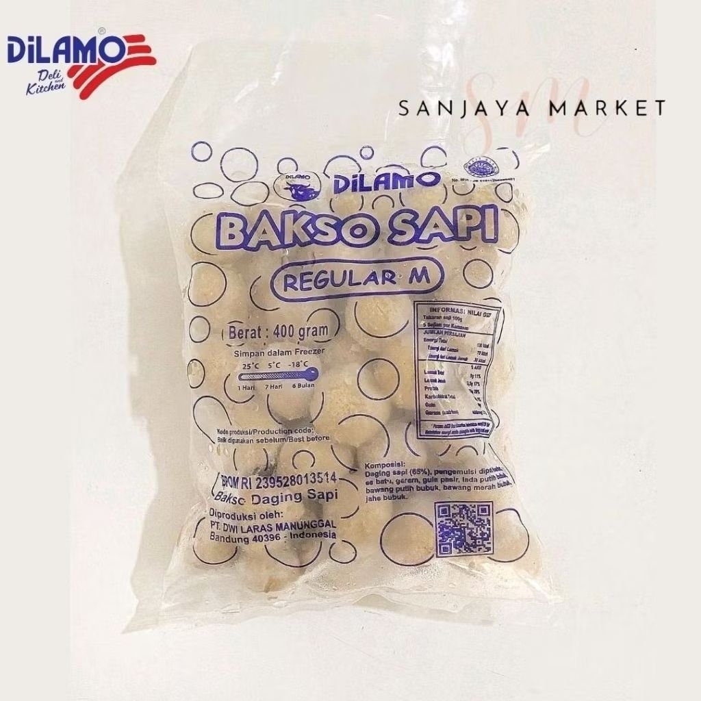 Dilamo Bakso Baso Sapi Reguler M Bakso Daging Sapi 400GR